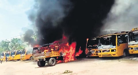 Kallakurichi saw violent protests after the death of class 12 girl student of  a private school | Express