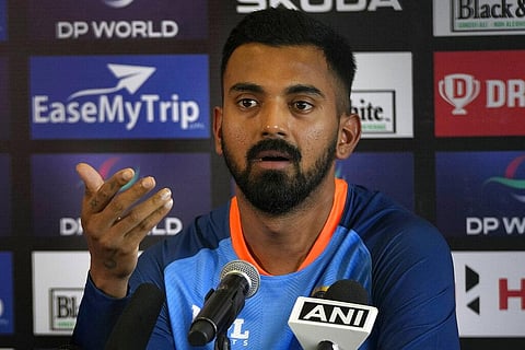 India's vice captain KL Rahul speaks during a press conference ahead of their T20 cricket match of Asia Cup against Pakistan in Dubai. (Photo | AP)