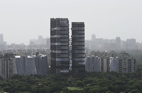 A view of the Twin Towers before demolition in Noida on Sunday. (Photo | EPS, Parveen Negi)