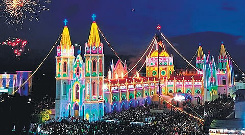 The annual festival of St Mary’s Nativity began with flag hoisting on Monday. Several thousand devotees witnessed the event | H Jashwanth Kumar