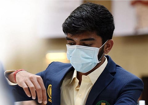 D Gukesh has won seven out of seven matches at the ongoing Chess Olympiad | R Satish Babu