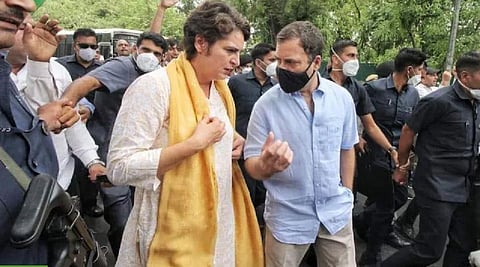 Former Congress president Rahul Gandhi and Priyanka Gandhi.