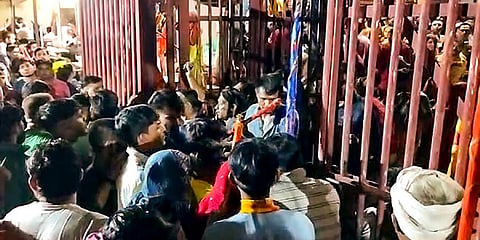 A stampede situation occurred at the Khatu Shyam Ji temple, in Sikar district of Rajasthan, on Aug 8 2022. Three women were killed in the stampede that took place during the Ekadashi fair. (Photo | PT