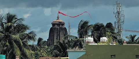 The flag atop Lingaraj temple  | SHAMIM QURESHY