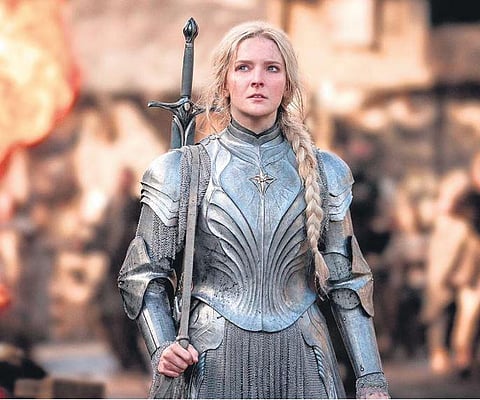 Morfydd Clark as Galadriel in The Rings of Power.