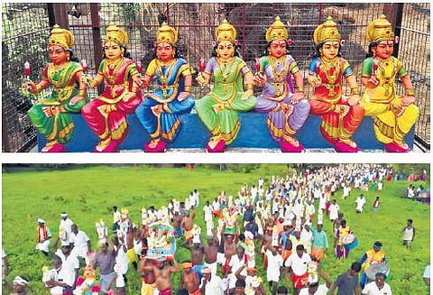 Hundreds of devotees carried idols during the Puravi festival held at Karuppur panchayat of Manpparai in Tiruchy on Friday and Saturday | Express
