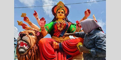 Image of Dussehra preparations used for representational purposes
