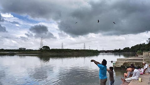Thick clouds over the Yamuna River at Geeta Colony on Thursday | Arjun Chugh
