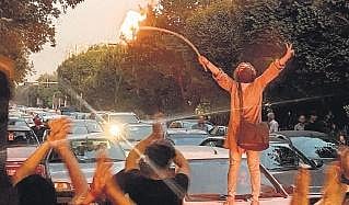 A protestor in Iran