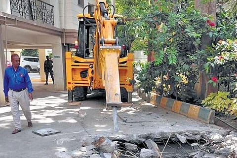 A BBMP bulldozer at work | Express