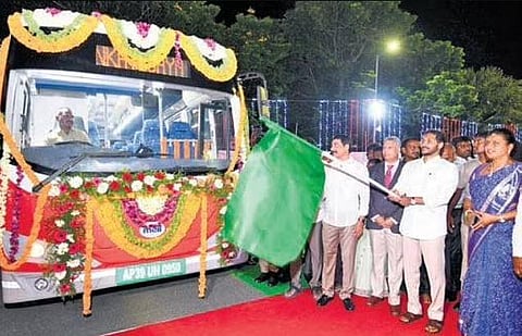 CM Jagan flags off first batch of electric buses to Tirumala from Tirupati | Express