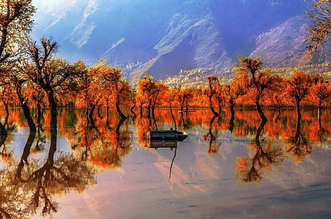 Wular lake in Bandipora, Kashmir. 