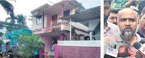 The residence of Riyaz Farangipete (right) which was raided by the NIA on Thursday