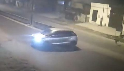CCTV visuals of the car at the time of the Delhi drag-and-death incident. (Screengrab)