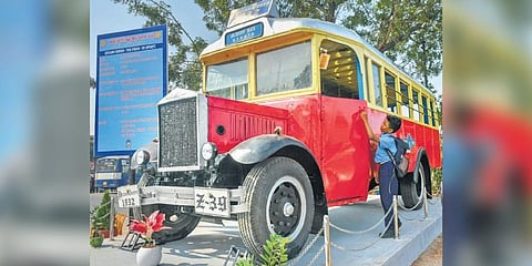 A child taking a look at Deccan Queen bus on Wednesday | Prasant Madugula