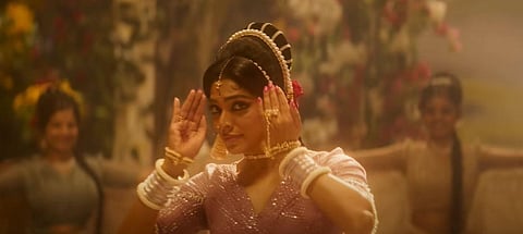 Rima Kallingal in 'Neelavelicham' song 'Anuraga Madhuchashakam'.