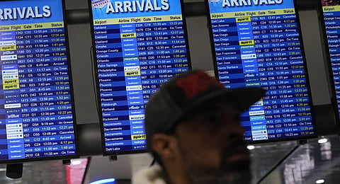 Representational image of flight status boards show delayed and cancelled flights. (Photo | AP)