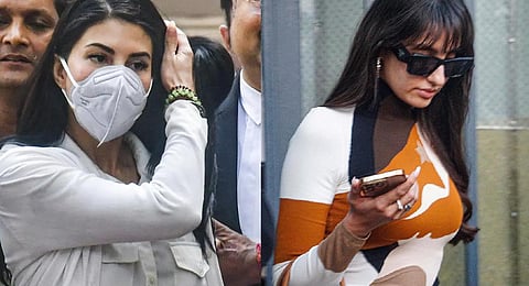 Bollywood actors Jacqueline Fernandez and Nora Fatehi. (File Photos | PTI)
