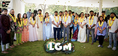 Pictures from the puja ceremony of Dhoni Entertainment’s first production in Tamil, 'Let's Get Married'. (Photo | Dhoni Entertainment Twitter)