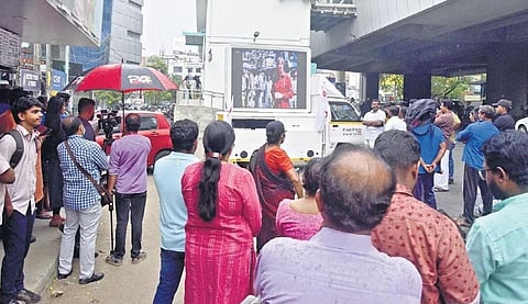 Representational image of people watching the BBC documentary India: The Modi question. | A Sanesh