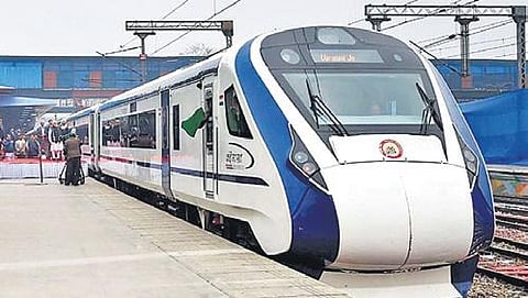 Semi-high-speed Vande Bharat train. 