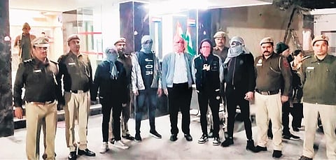 The suspects  in the hit-and-drag case under police custody. (Photo | Express)