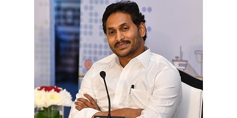 Andhra Pradesh CM YS Jagan Mohan Reddy at the Global Investors Summit 2023 in New Delhi, Jan 31, 2023. (Photo | Express)