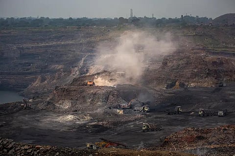 Excavation continues at an open-cast mine near Dhanbad,  in Jharkhand, Sept. 24, 2021. (File Photo | AP)