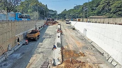 Work in progress at the underpass on Old Airport Road-Suranjandas Road junction