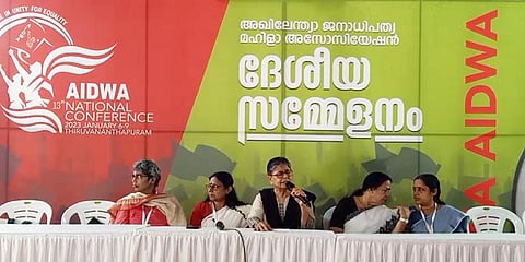 AIDWA national president Malini Bhattacharya.(Photo | Screengrab AIDWA Facebook page)