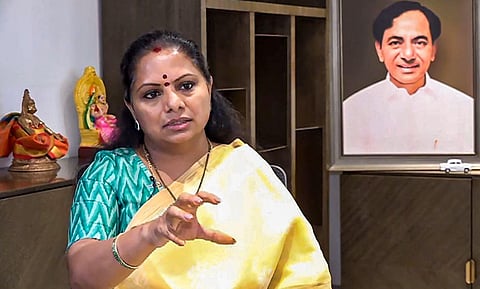 BRS leader K Kavitha , in Hyderabad (Photo | PTI)