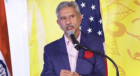External Affairs Minister S Jaishankar speaks at an event organised by the Embassy of India, in Washington D.C., October 1, 2023. (Photo | X@IndianEmbassyUS)