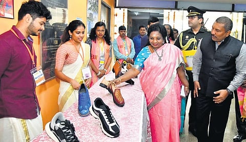 Governor Tamilisai Soundararajan attends the 3rd convocation of Footwear Design and Development Institute, Gachibowli Hyderabad, on Tuesday.