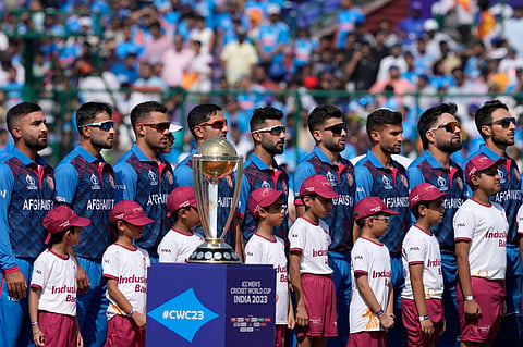 Afghanistan players ahead of their match against India in New Delhi | AP)