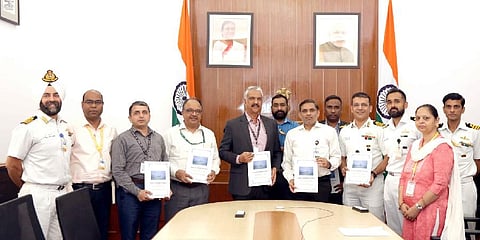 Defence Ministry signing a Rs 313 crore deal with the Cochin Shipyard Limited on Monday (Photo | Twitter)