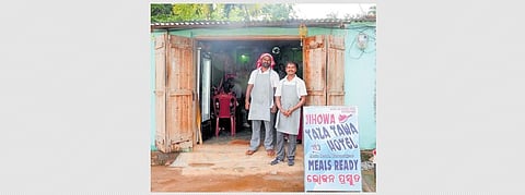 Ananta (left) and Sumanta in front of their hotel in  Brahmnigaon village of Kandhamal district I  Nidheesh MK