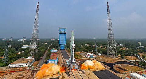 ISRO's TV-D1 test flight of Mission Gaganyaan lifts off from Satish Dhawan Space Station, in Sriharikota. 