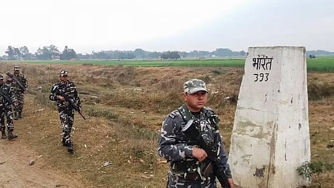 Shashtra Seema Bal (SSB) jawans patrol along the India-Nepal border.
