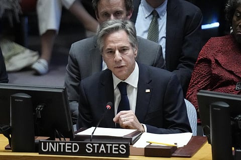 United States Secretary of State Antony Blinken speaks during a Security Council meeting at United Nations headquarters, Tuesday, Oct. 24, 2023. (Photo | AP)