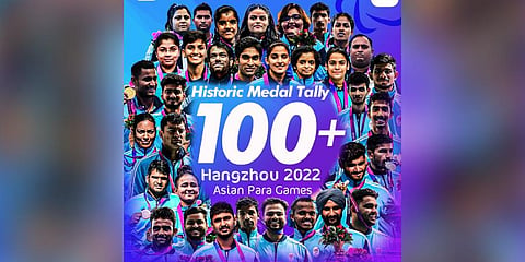 Indian para contingent has won 100 medals, making this their most successful Para Asian Games campaign to date (Photo | Twitter)