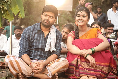 Actors Nagabhushana and Amrutha Prem in 'Tagaru Palya'