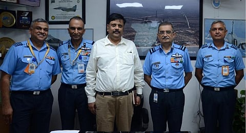 CTTPL managing director Ravi Agarwal with IAF officials at the contract signing event at New Delhi