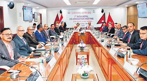 The 7th coordination meeting being held between heads of Sashastra Seema Bal and Armed Police Force of Nepal, in New Delhi on Thursday | x