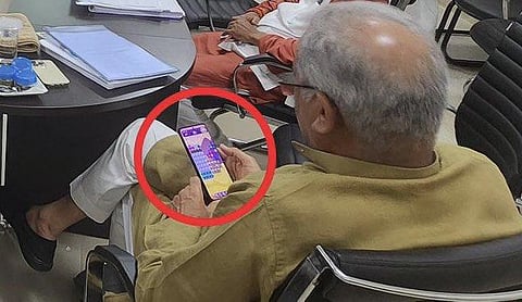Representational Image: Chhattisgarh Chief Minister Bhupesh Baghel playing a game on his phone (Twitter)