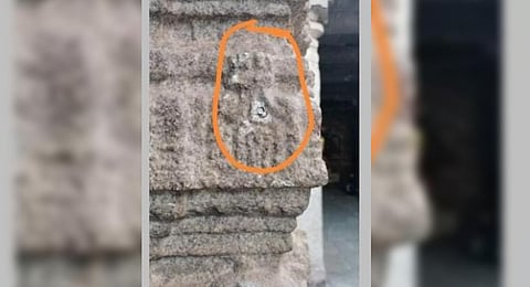 It has come to the notice of the ASI team that a drilling machine was used on one of the pillars to put in a nail.
