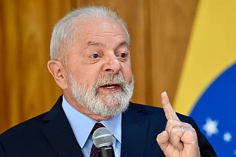 Brazil's President Luiz Inacio Lula da Silva speaks during a breakfast with journalists at the Planalto Palace in Brasilia, on October 27, 2023. (Photo | AFP)