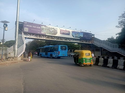 The skywalk built three months ago by the BBMP is largely unused by public.  It does not have lifts as HAL has to hand over land. (Photo | Express)