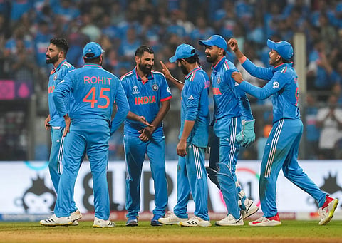 The Indian cricket team during their ICC Cricket World Cup semifinal match against New Zealand. (Photo | PTI)