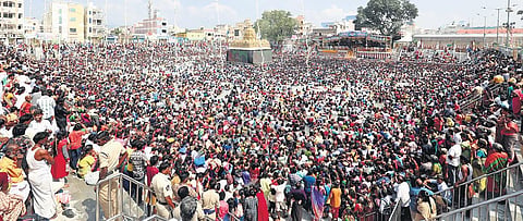 A large number of devotees thronged the Padmavathi temple in Tiruchanoor to take part in Panchami Theertham on the concluding day of the Karthika Brahmotsavams I Madhav K