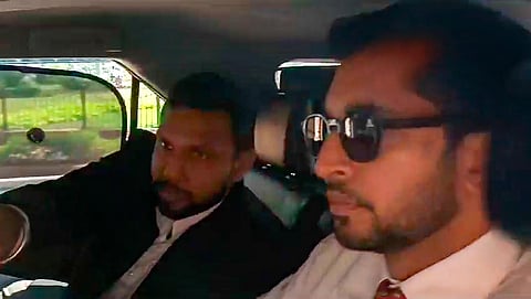 Advocate Jai Anant Dehadrai arrives for the Lok Sabha Ethics committee meeting on the 'cash for query' allegation against TMC MP Mahua Moitra, with Nishikant Dubey. (File Photo | PTI)